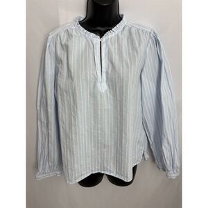 Parker Alora Stripe Long Sleeve 100% Cotton Top Ruffle Hem Size M Prairie Boho
